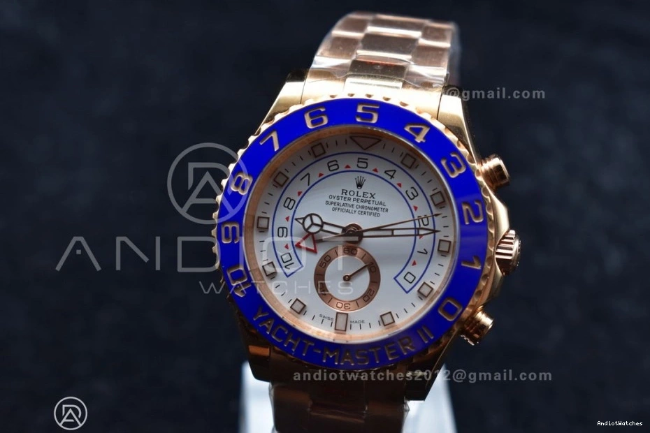 RG Ceramic Blue TopPick YachtMaster on A 1223 Edition RG Bracelet 1:1 Best 116685 II GMF 0429